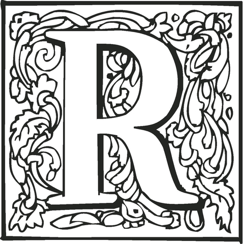 Letter r with ornament coloring page free printable coloring pages