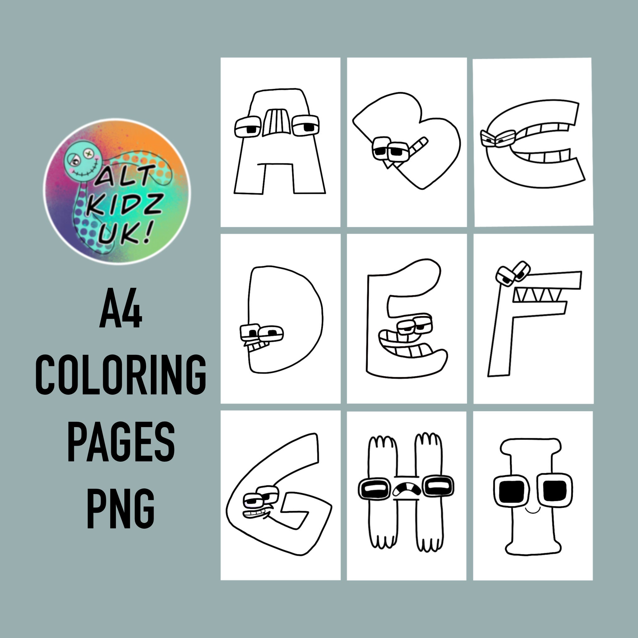 Alphabet lore characters coloring bundle png digital download images for printing colouring page alphabet lore coloring pages instant download