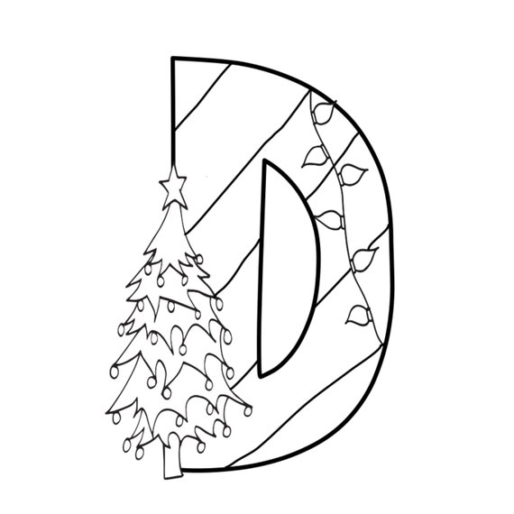 Christmas letters coloring book a digital printable book pages to print color a page for each letter plus christmas elements