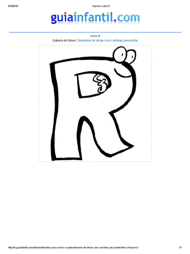 Desenhos de letras carinhas para pintar a letra r pdf