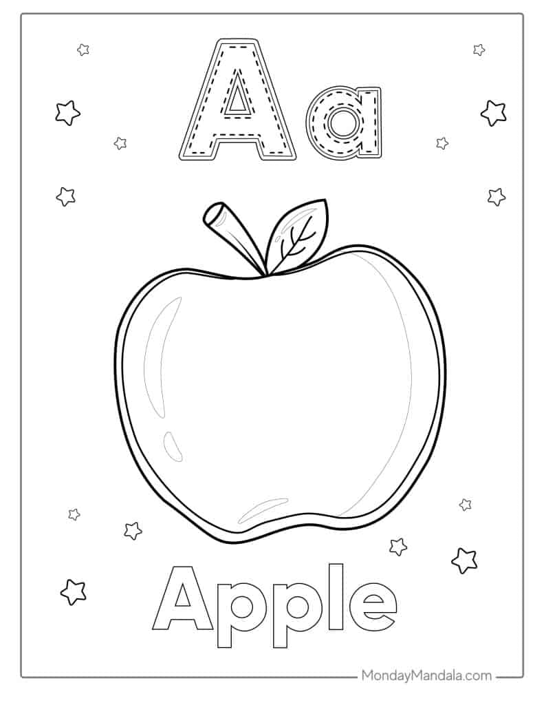 Apple coloring pages free pdf printables