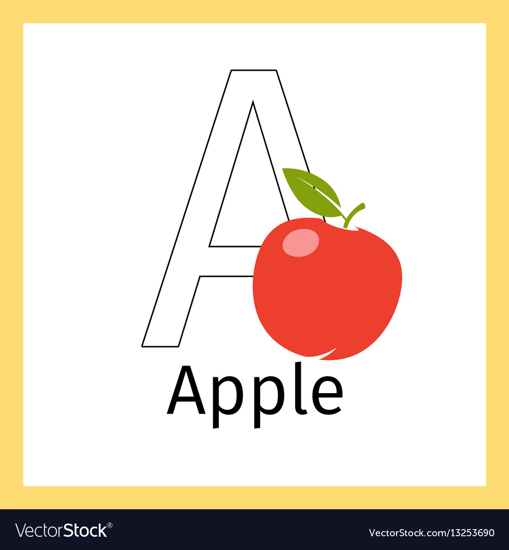 Apple and letter a coloring page royalty free vector image