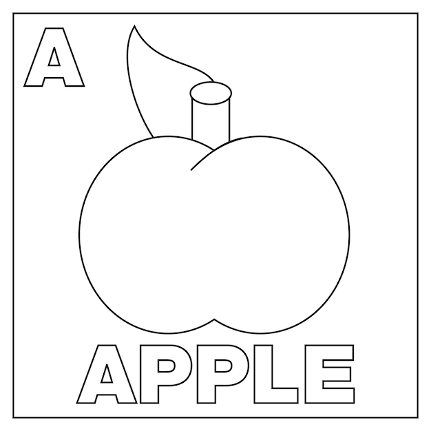 Premium vector alphabet coloring book for children letter a apple vector illustration children coloring page