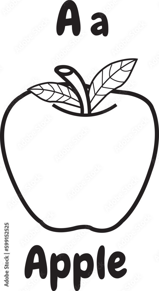 Apple icon with english alphabet a letterfor worksheets and coloring pages vector