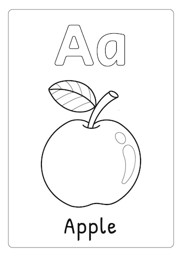 Premium vector alphabet letter a for apple coloring page for kids