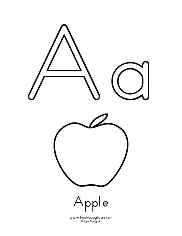 Free printable coloring page for the letter a with upper and lower case letters and a picâ letter a coloring pages alphabet coloring pages apple coloring pages