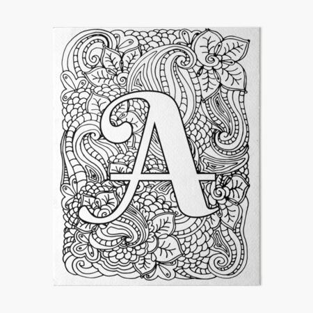 Adult coloring page monogram letter a art board print for sale by mamasweetea