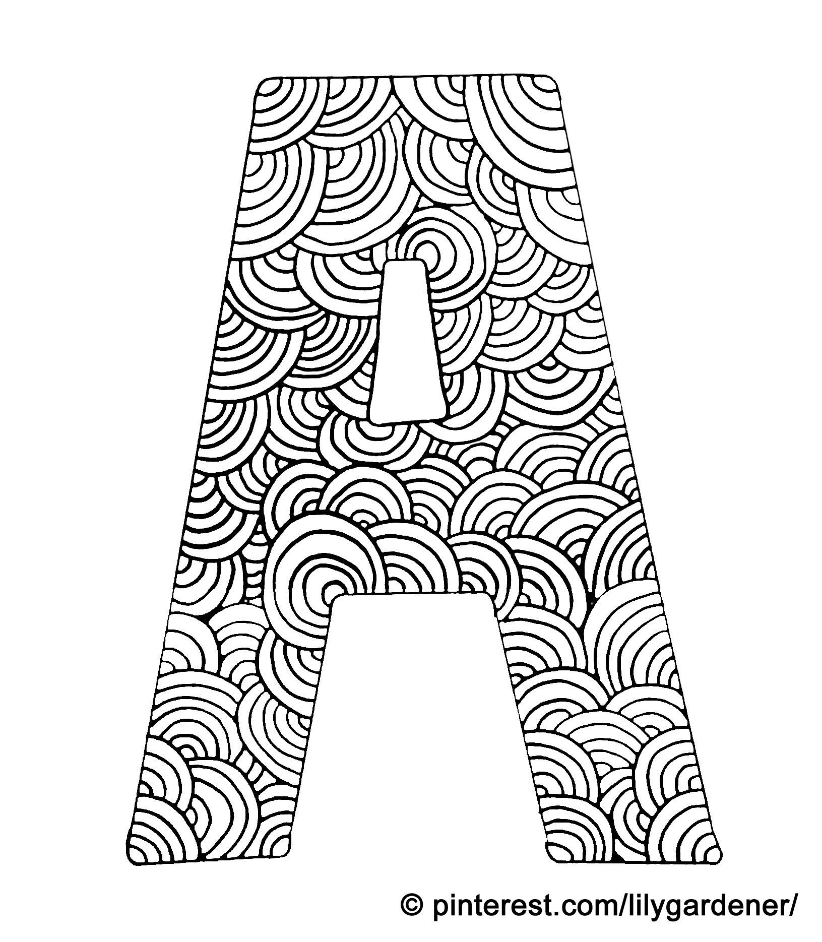 Coloring page letter a with pattern of circles coloring for adults to relax enjoy freeâ turtle coloring pages letter a coloring pages alphabet coloring pages