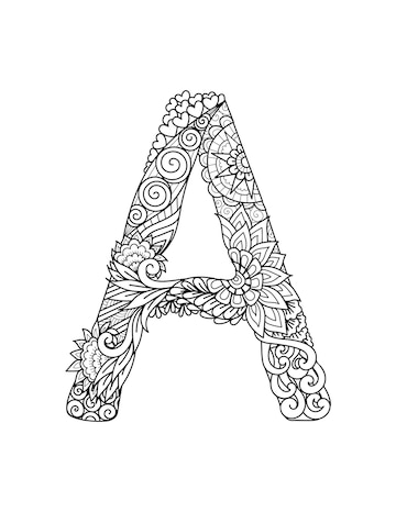 Premium vector mandala letter a monogram adult coloring book engraving design