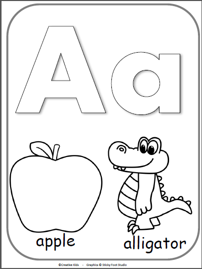 Letter a alphabet cards for display or coloring made by teachers alphabet coloring pages preschool coloring pages kindergarten coloring pages