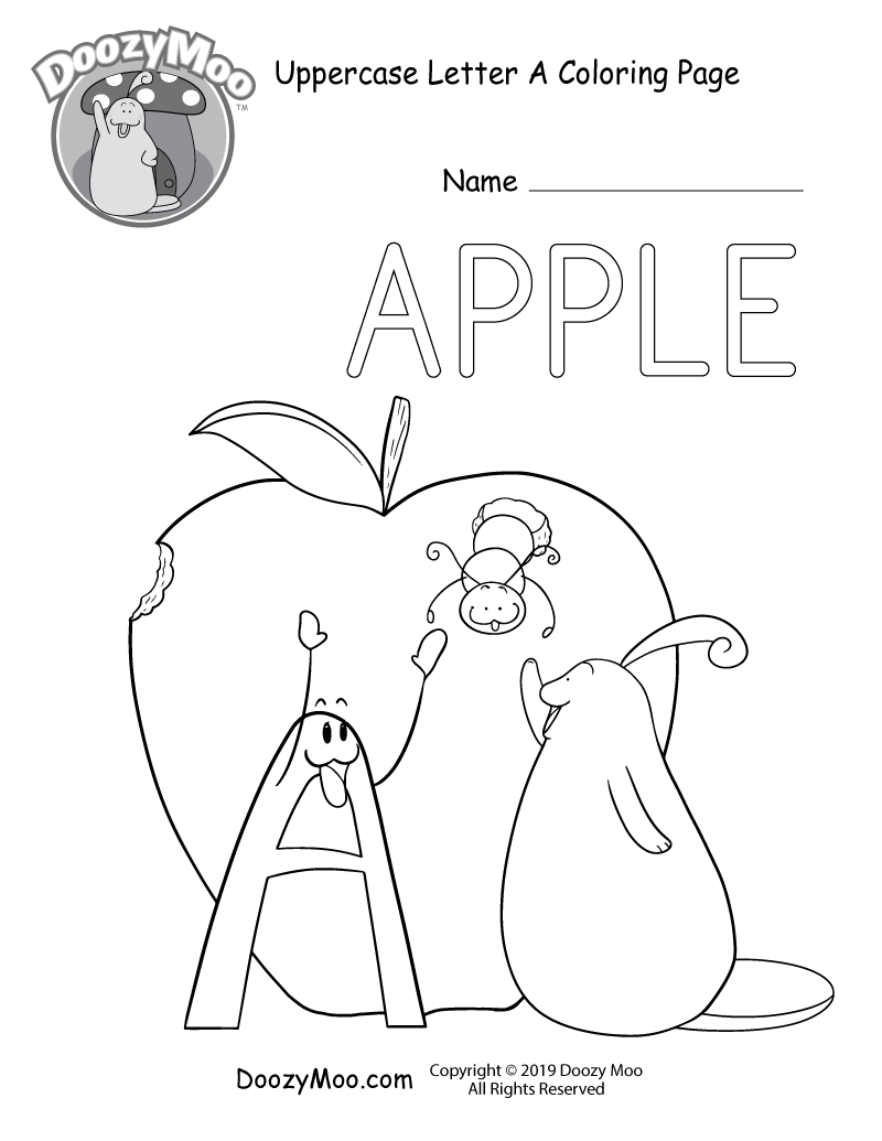 Cute uppercase letter a coloring page free printable