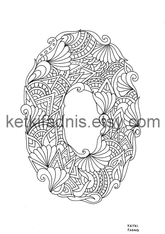 Letter o coloring page instant pdf download alphabet coloring page hand drawn diy printable coloring page letter illustration