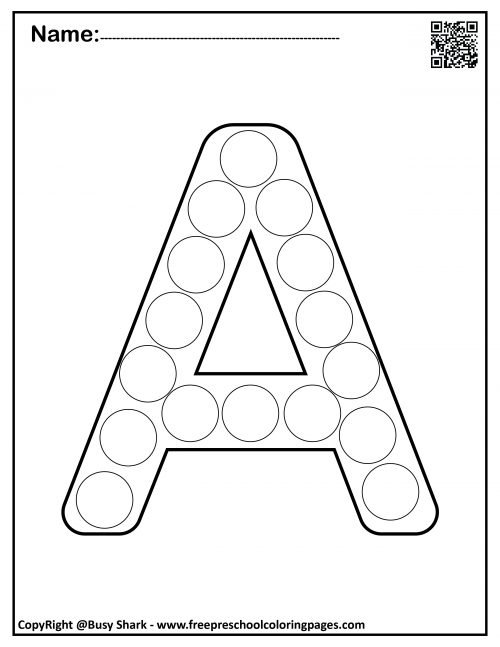 Letter a dot markers free coloring pages