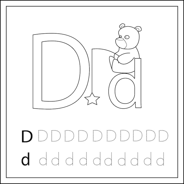 Premium vector alphabet trace letter a to z preschool worksheet coloring pages