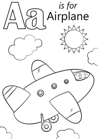 Letter a is for airplane coloring page free printable coloring pages