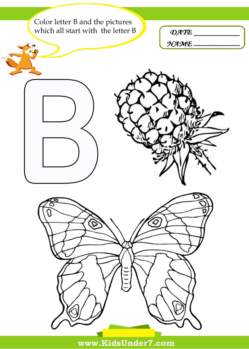 Kids under letter b worksheets and coloring pages