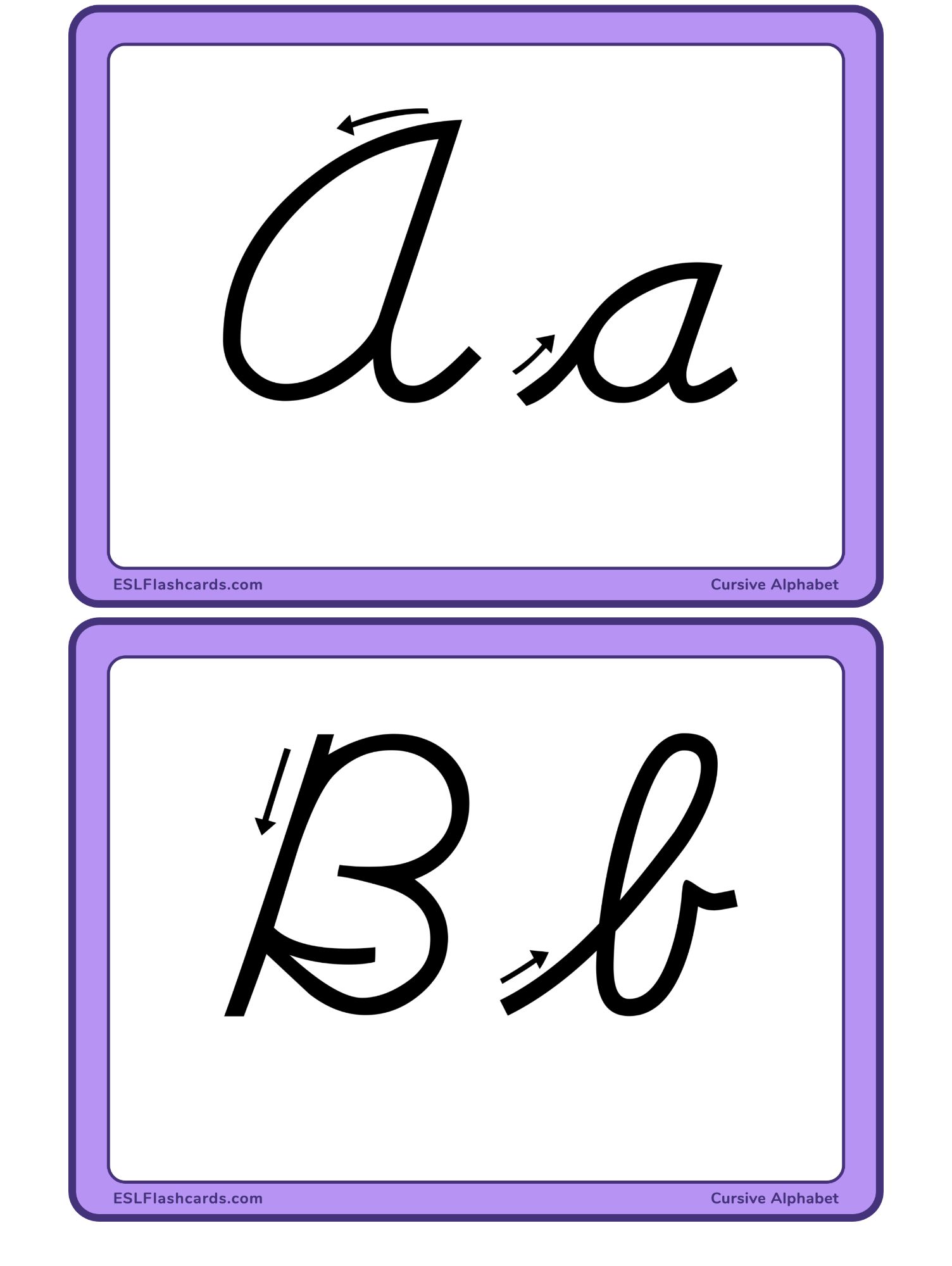 Cursive alphabet â esl flashcards