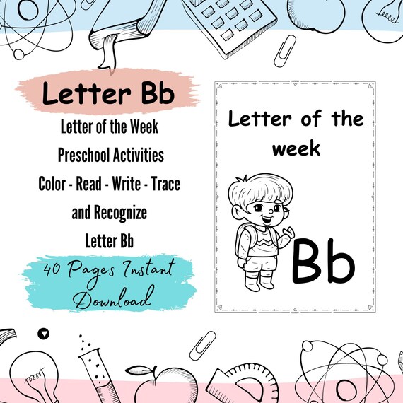 Alphabet letter bb workbook with fun games to practice trace and color letter b pdf printable preschool curriculum