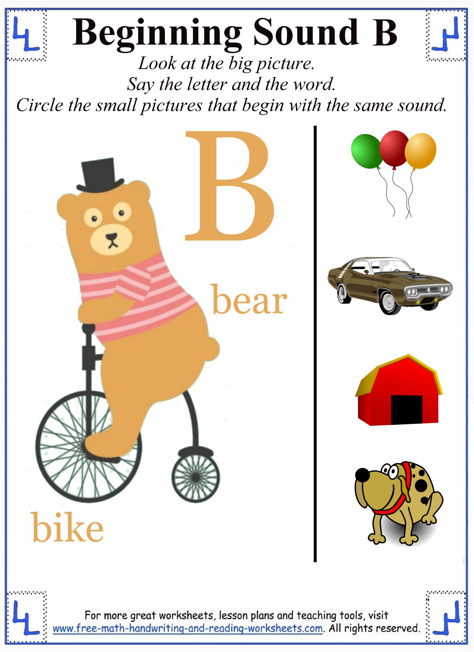 Letter b worksheets