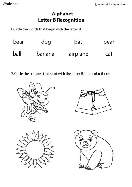 Letter b recognition worksheet