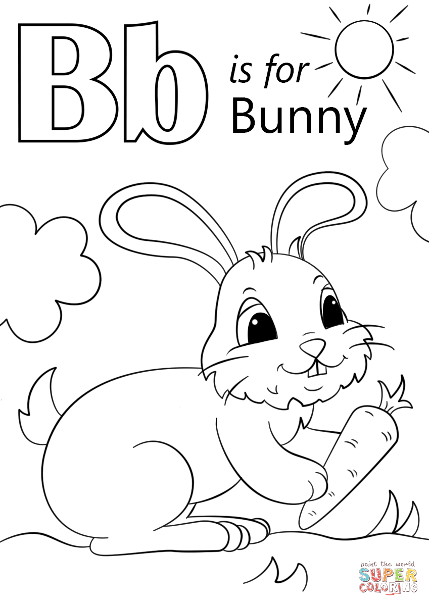 Letter b is for bunny coloring page free printable coloring pages