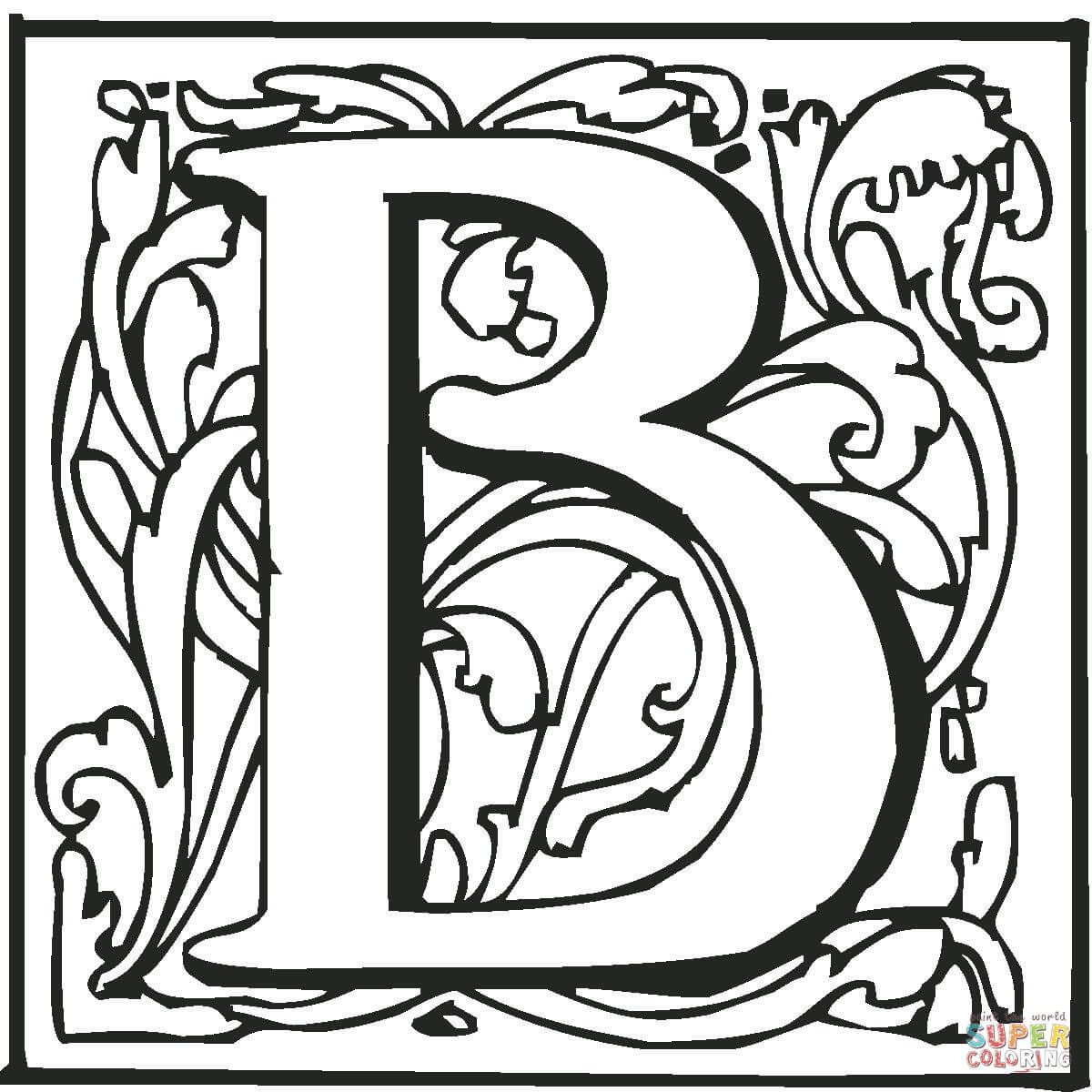 Letter b with ornament coloring page from english alphabet with ornaments category select fromâ coloring pages printable coloring pages alphabet coloring pages