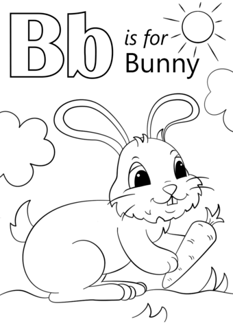 Letter b is for bunny coloring page free printable coloring pages