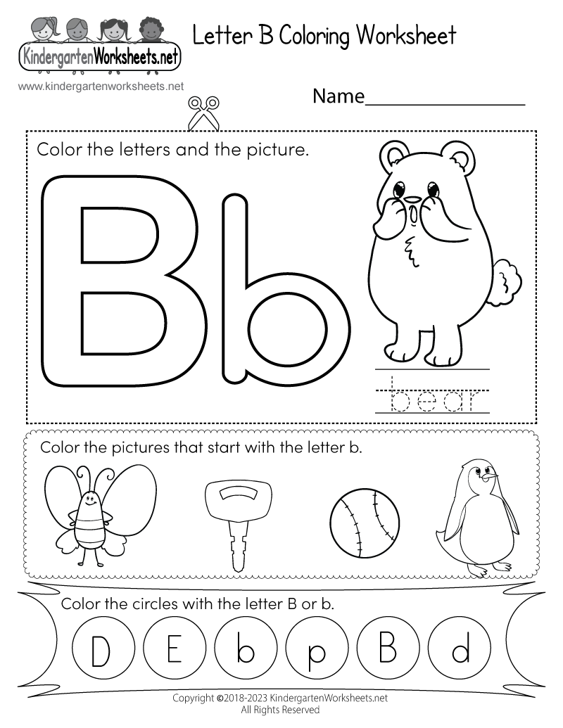 Letter b coloring worksheet