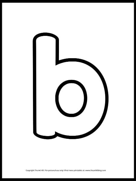 Freebie lowercase letter b outline coloring page â the art kit