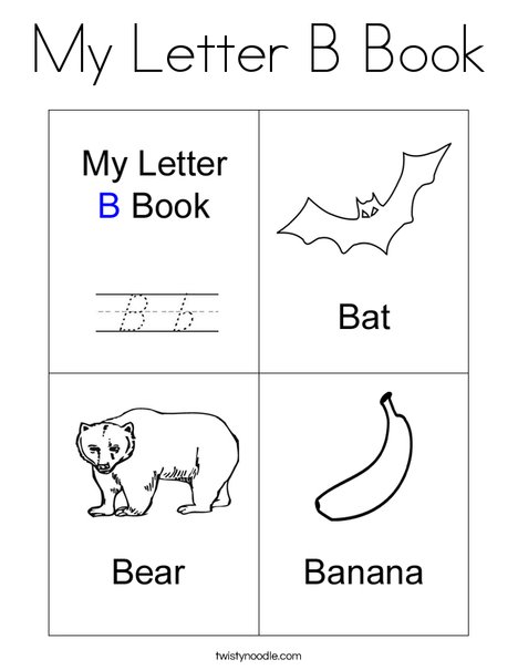 My letter b book coloring page