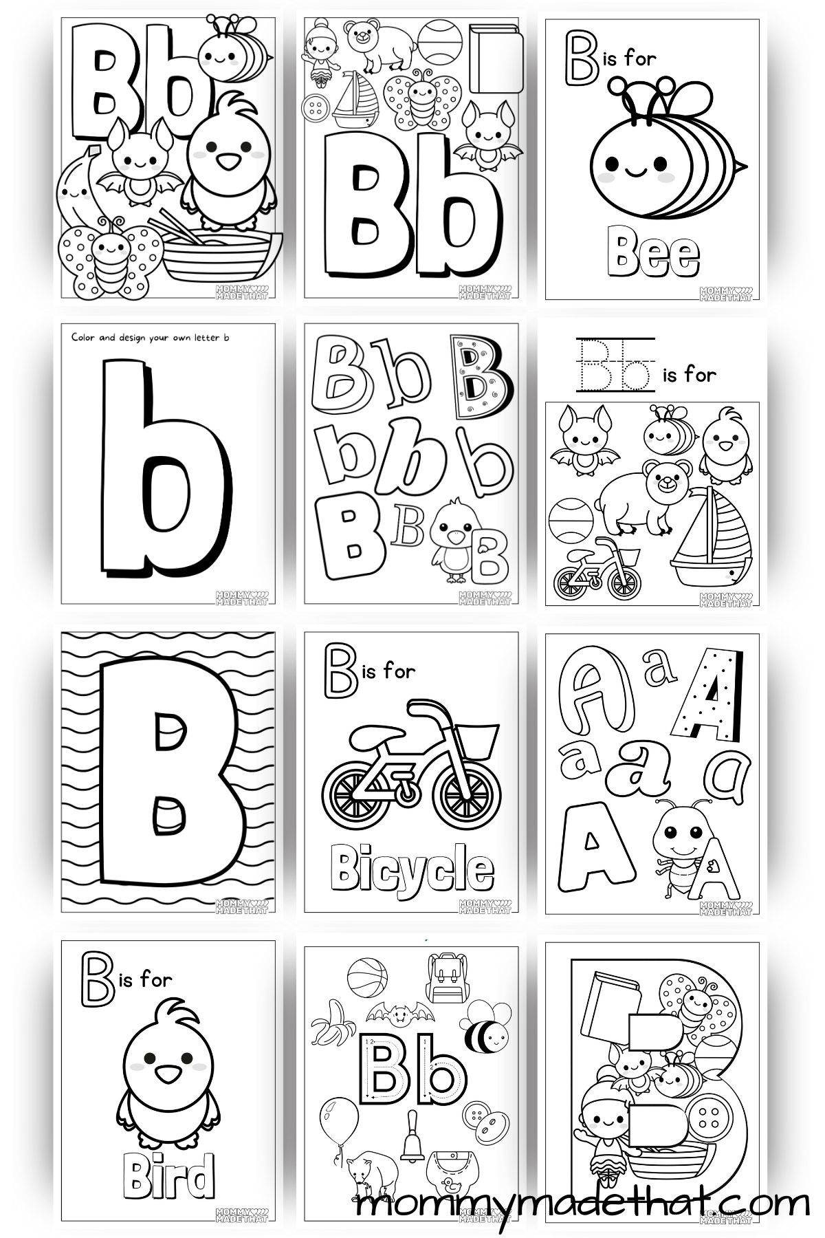 Letter b coloring pages free printable pages