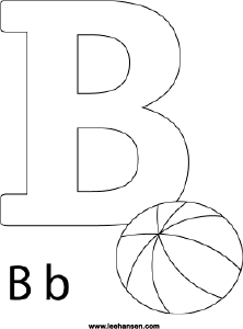 Alphabet coloring pages free printable letter b beach ball picture