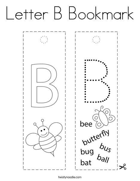 Letter b bookmark coloring page