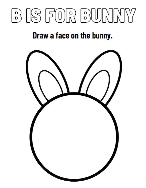 B is for bunny coloring page