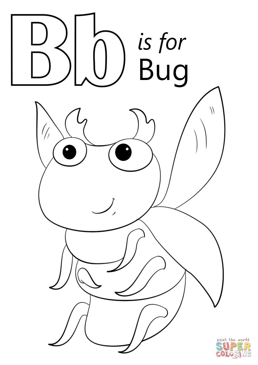 Letter b is for bug coloring page free printable coloring pages