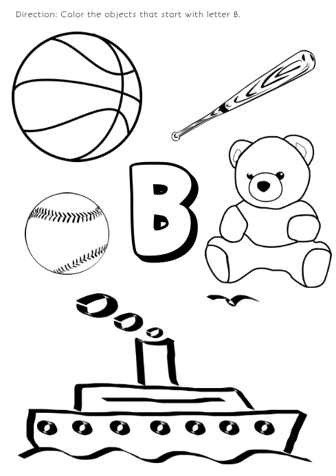 Coloring page for kids letter b template