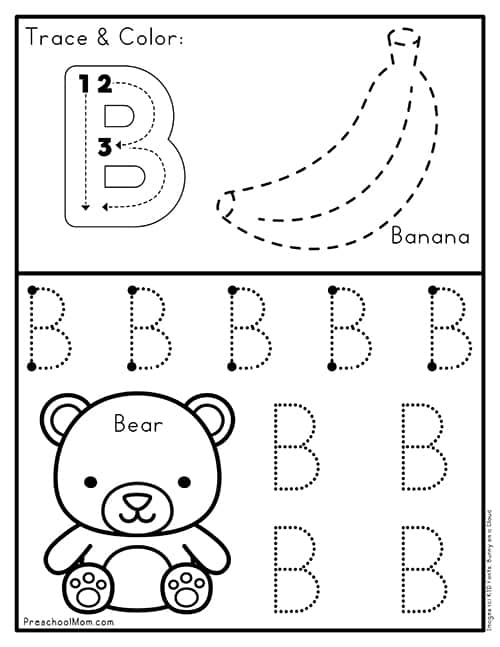 Letter b preschool printables