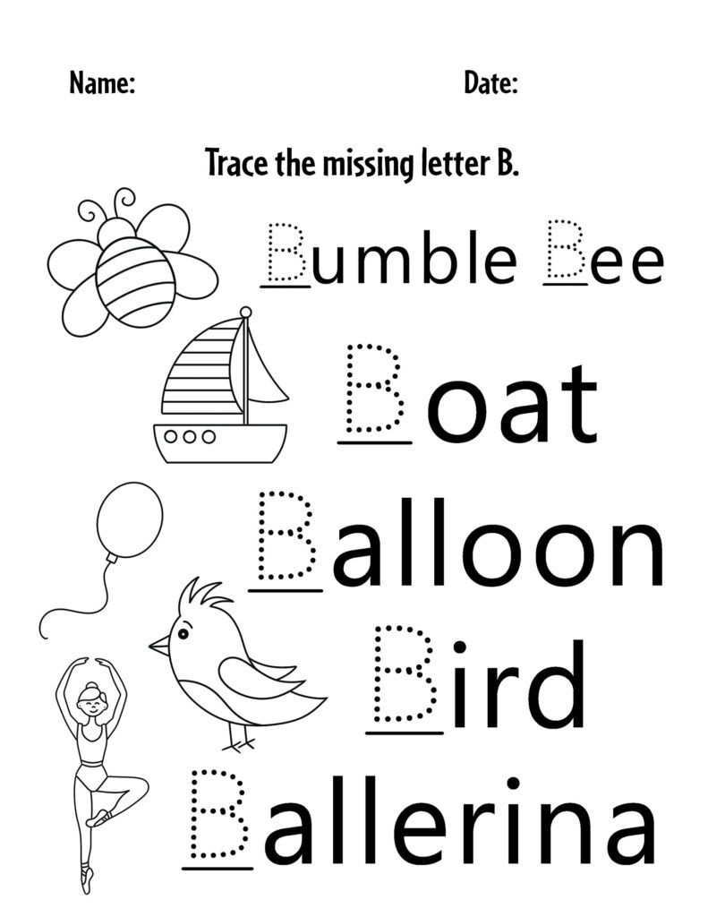 Free letter b worksheets for preschool â the hollydog blog