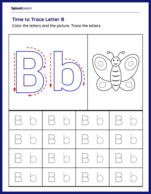 Letter b tracing worksheets for kids online