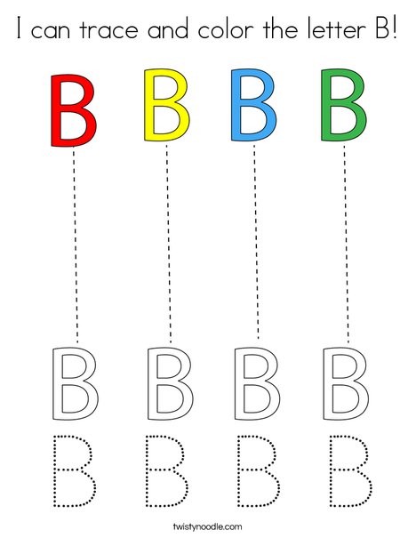 I can trace and color the letter b coloring page