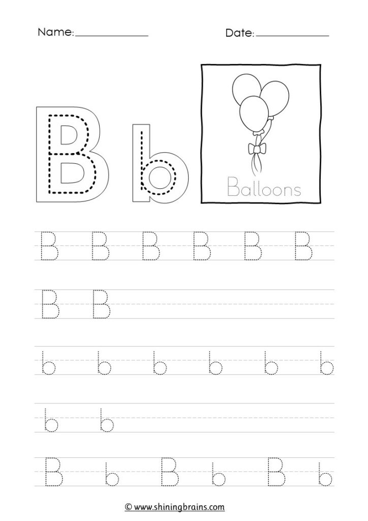 Tracing letter b b worksheet