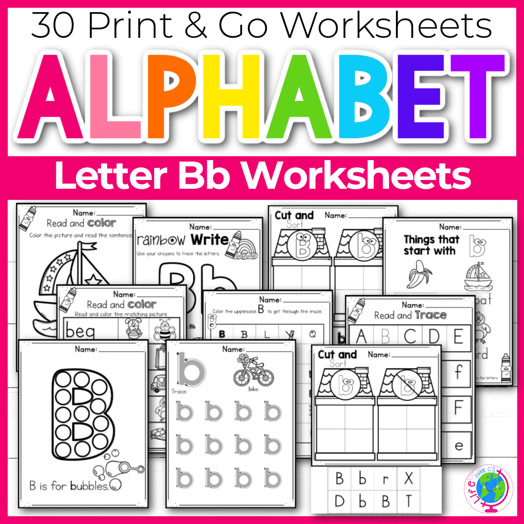 Free printable letter b worksheets tracing letter recognition alphabet sounds