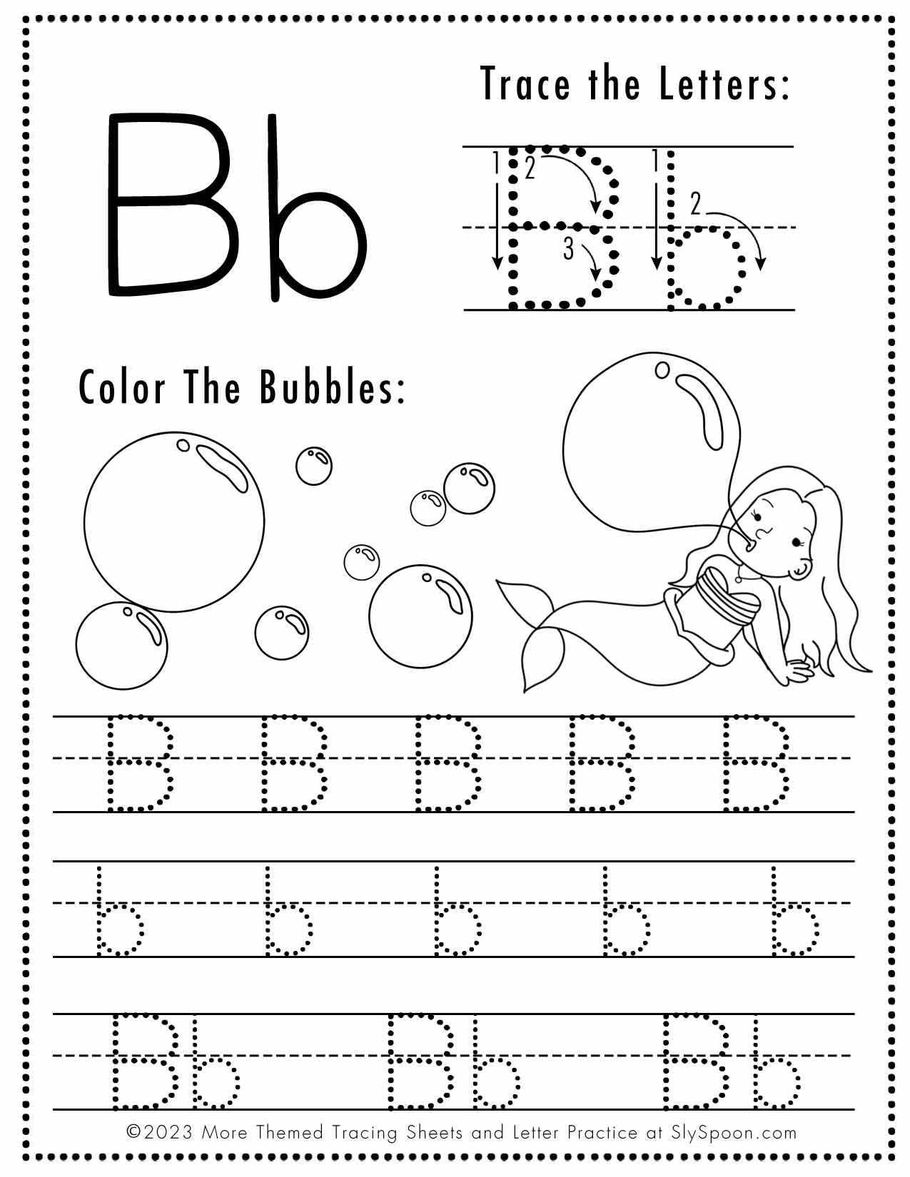 Free letter b tracing worksheets
