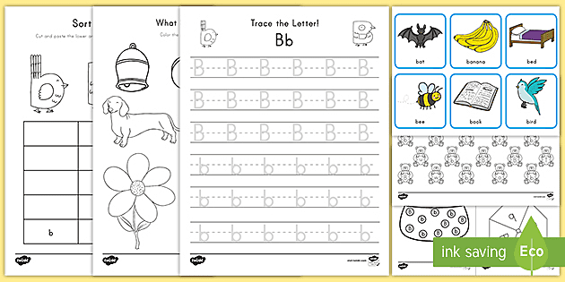 Letter b worksheet and activity pack