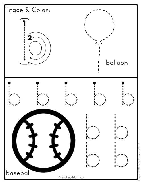 Letter b preschool printables