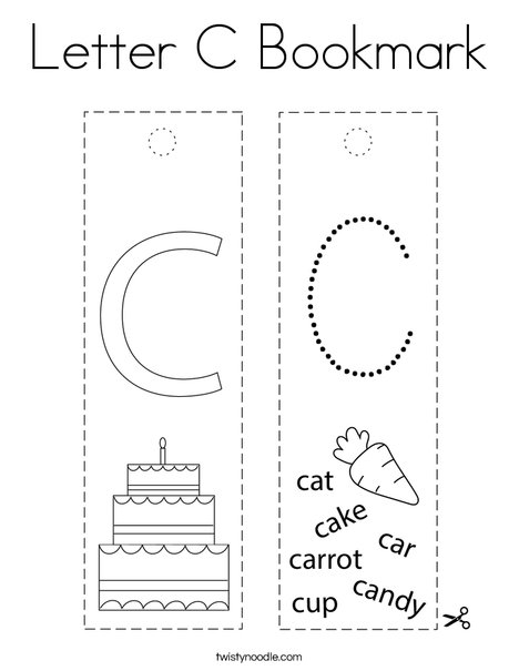 Letter c bookmark coloring page