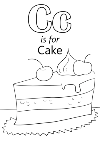 Letter c is for cake coloring page free printable coloring pages