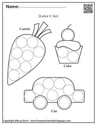 Letter c dot markers free pages dot markers alphabet crafts preschool abc coloring pages