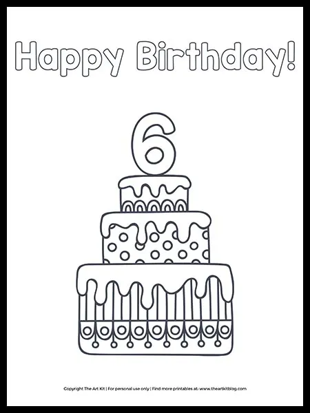 Free download happy th birthday cake coloring page â the art kit