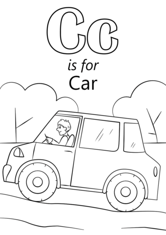 Letter c is for car coloring page free printable coloring pages